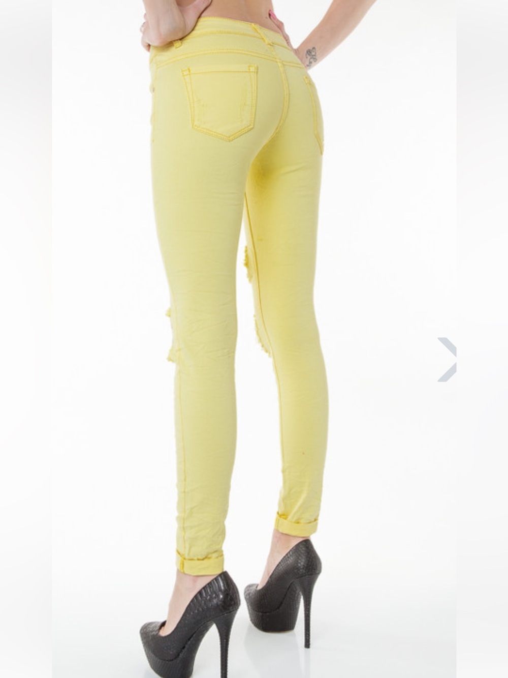 NWT Y2K Vintage Arizona Jean Co Super Skinny Jeans Yellow Sz 5 Tall Friendly 32"